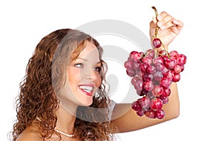 Woman with grape