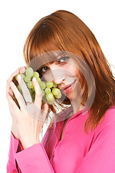 Woman with grape