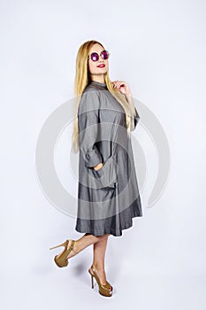 Woman in gray Dress