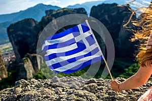 Woman with greek flag