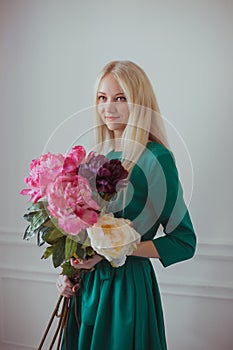 Woman in a green dress