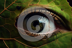 Woman green eye created with ai technology