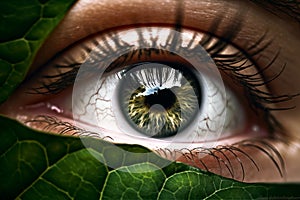 Woman green eye created with ai technology