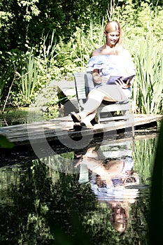 woman in a green garden