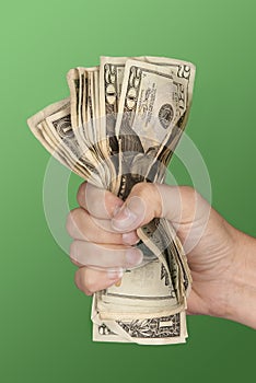 Woman gripping cash photo