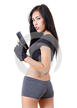 Woman and gun