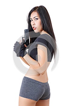 Woman and gun