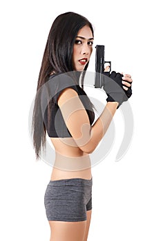 Woman and gun