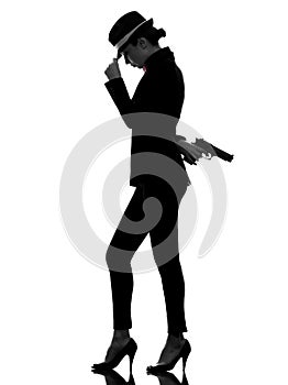 Woman gun gangster killer silhouette