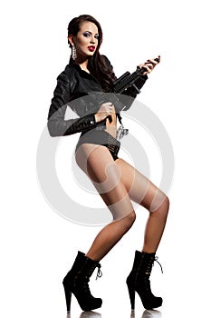 Woman with a gun in hands