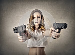 Woman with guns