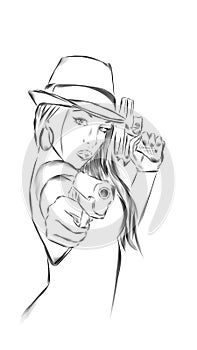 Woman with guns