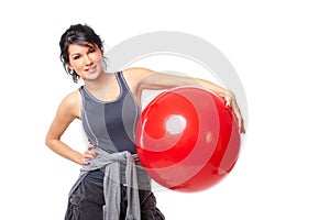 Woman with gym ball