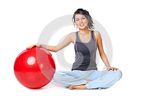 Woman with gym ball