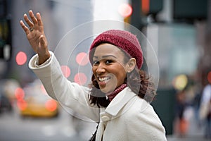 Woman Hailing a Cab