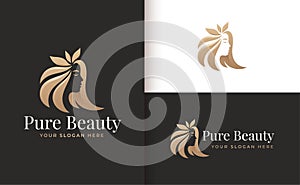 woman hair salon gold gradient logo design