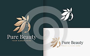 Woman hair salon gold gradient logo design