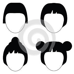 Woman hair, vector hairstyle silhouette