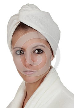 Woman with hair wrap towel
