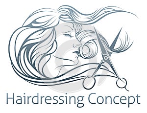 Woman Hairdresser Scissor Concept