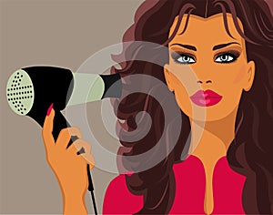 Woman with Hairdryer