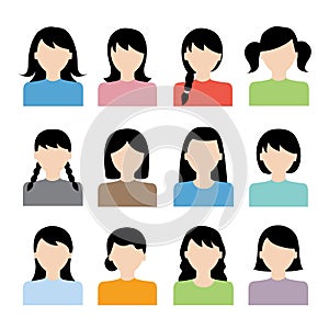 Woman hairstyle icon vector