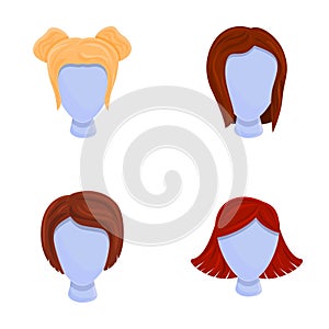 Woman hairstyle icons set cartoon vector. Various type of female hair style