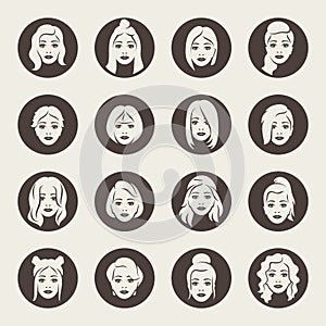 Woman hairstyles icons