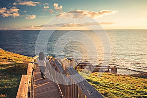 Woman at Hallett Cove boardwalk