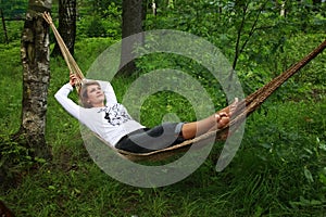 Woman in a hammock