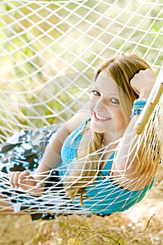 Woman in hammock photo