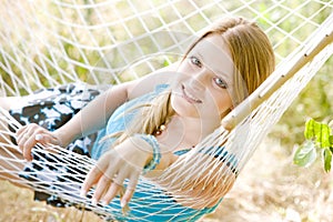 Woman in hammock photo