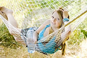 Woman in hammock photo