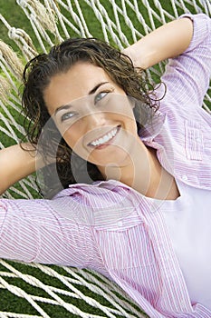 Woman in hammock.