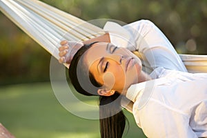 Woman on hammock