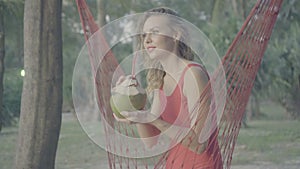 Woman on the hammock at the beach