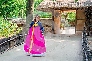 Woman with Hanbok,the traditional Korean dress.