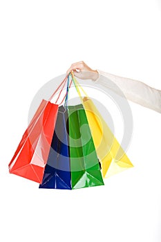 Žena ruka účetní nakupování tašky 