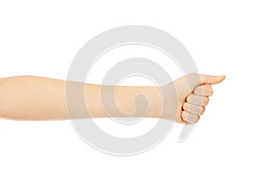 Woman hand with clenched a fist