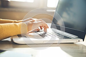 Woman hand computer keyboard