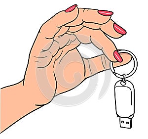 Woman hand holding a flash disk