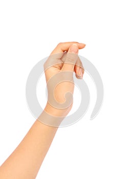 Woman hand hold virtual business card