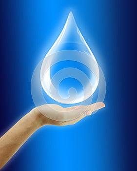 Woman hand hold water drop