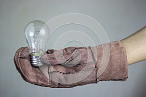 Woman hand holding bulb