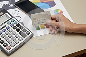 Woman hand holding credit card