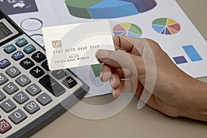 Woman hand holding credit card