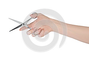Woman hand holding scissors