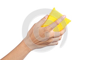 Woman hand holding a scourer