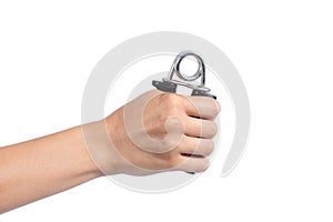 Woman hand holding and using a hand grip