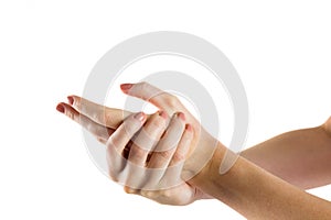 Woman with hand injury